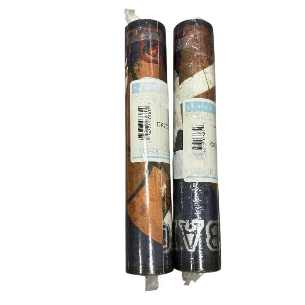 York Wallcoverings Candice Olson Kids Vintage Sports Border CK7623B New Lot of 2